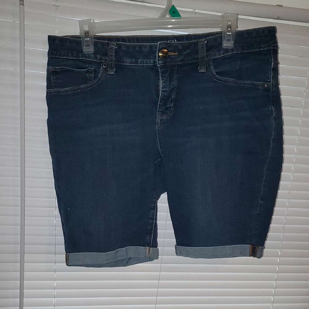 Dark Blue Denim Bermuda Shorts Time And Tru 16 Mid Rise